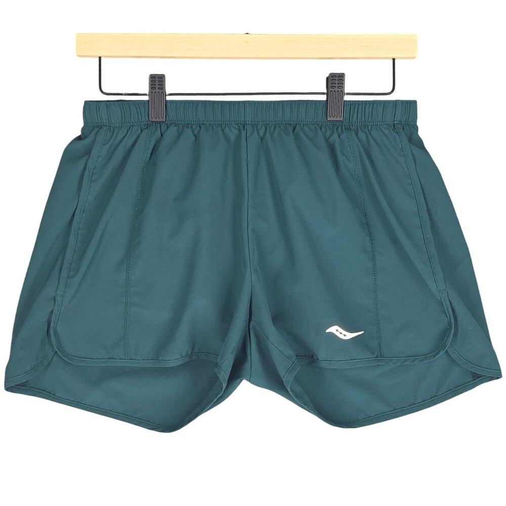 SAUCONY WOMEN’S RUN DRY VORTEX 3" RUNNING SHORTS – SIZE SMALL – TEAL GREEN